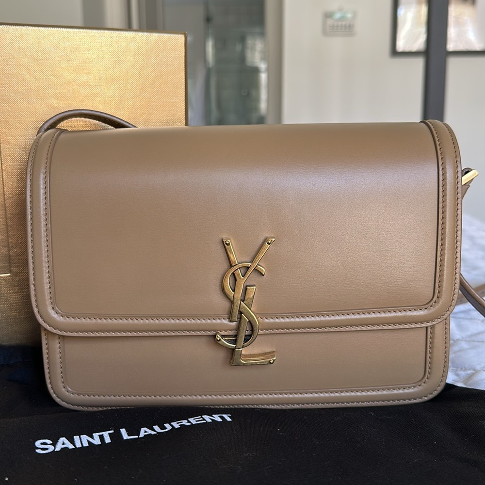 SOLFERINO MEDIUM SATCHEL IN BOX SAINT LAURENT LEATHER